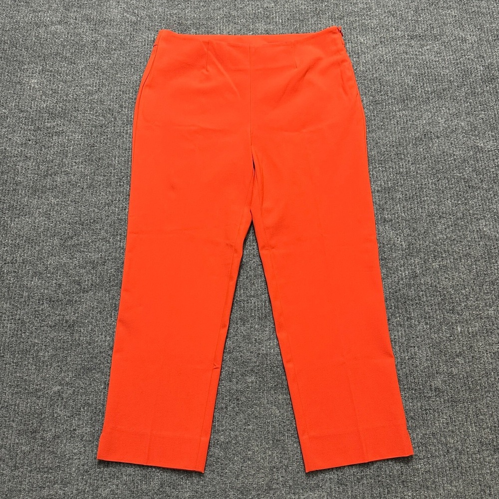 Nina Mclemore Womens Pants Size 8 Orange Flat Front Mid Rise Side Zip